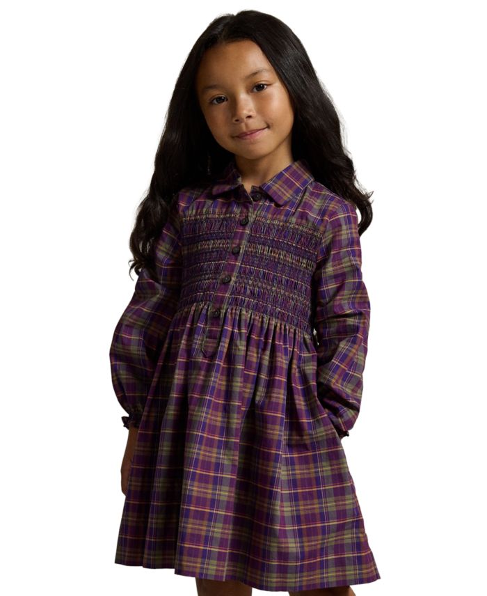 Polo Ralph Lauren Girls' 2T-6X Floral Cotton Poplin Shirt Dress