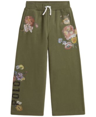 Girls' 2T-6X Floral Wide-Leg Fleece Sweatpants