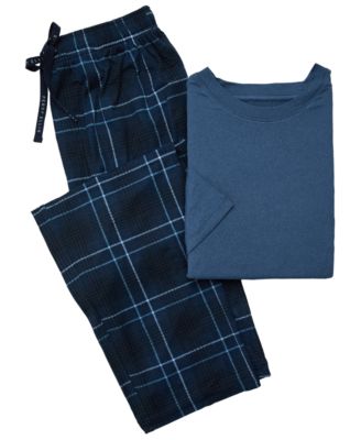 Men's Short-Sleeve Plaid T-Shirt and Pants, 2-Piece Set