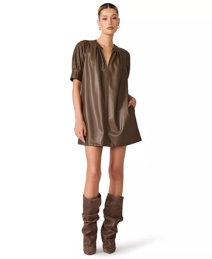 Women's Sharleene Puff-Sleeve Polyurethane Mini Dress