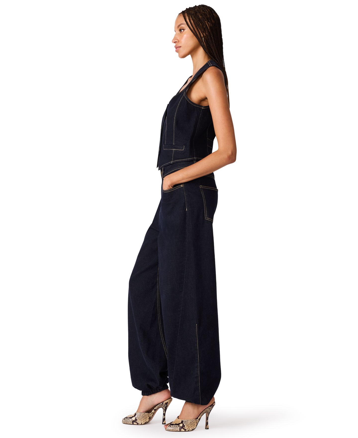 Женские джинсы Steve Madden The Soho Mid-Rise Wide-Leg, цвет: Варёный — фото 3
