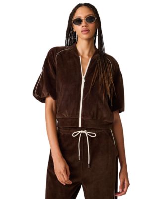 Women's Velour Long-Sleeve Zip Track Jacket