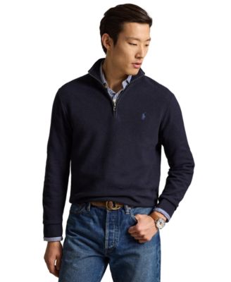 Men's Mesh-Knit Cotton Quarter-Zip Sweater