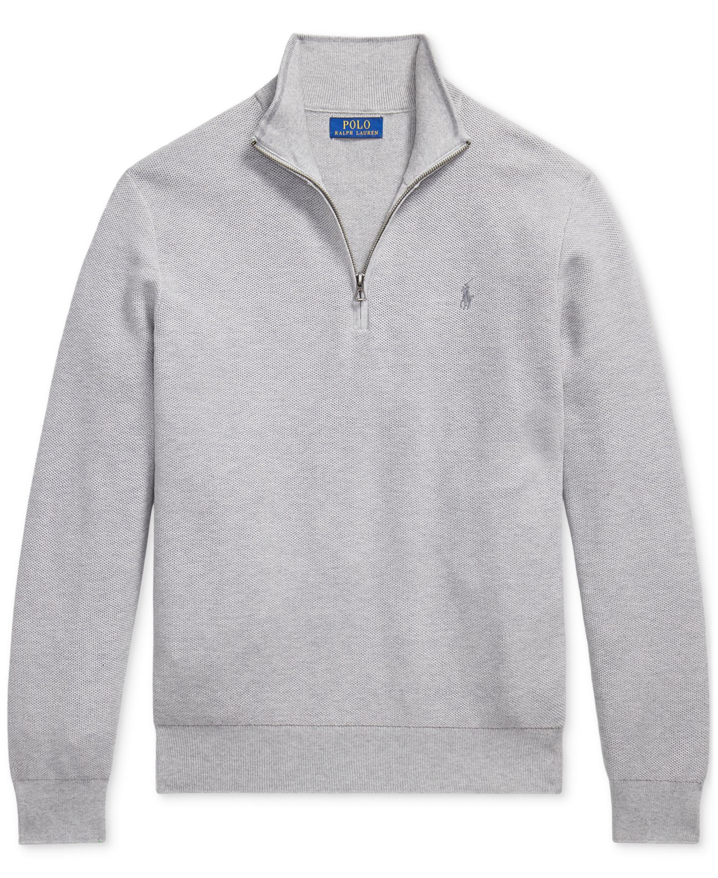 Мужской свитер Polo Ralph Lauren Mesh-Knit Cotton Quarter-Zip, цвет: Меланжевый — фото 5