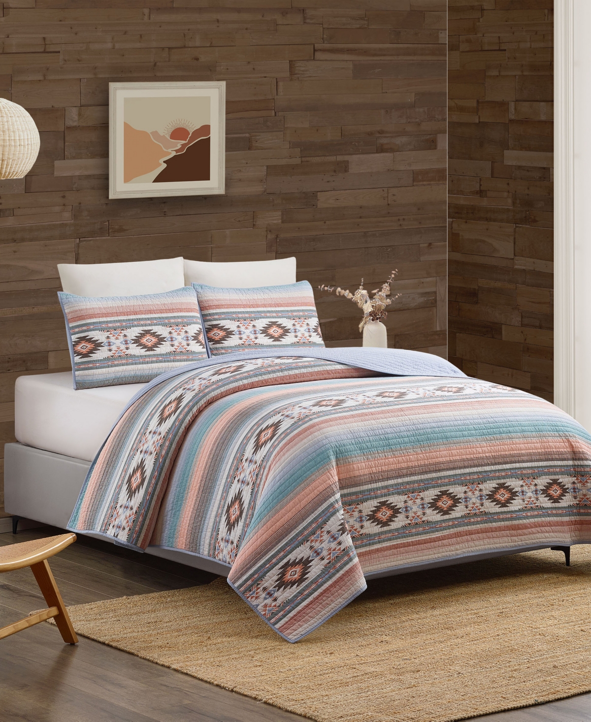 Modern Heirloom Sunset Canyon Reversible -Piece Quilt Set