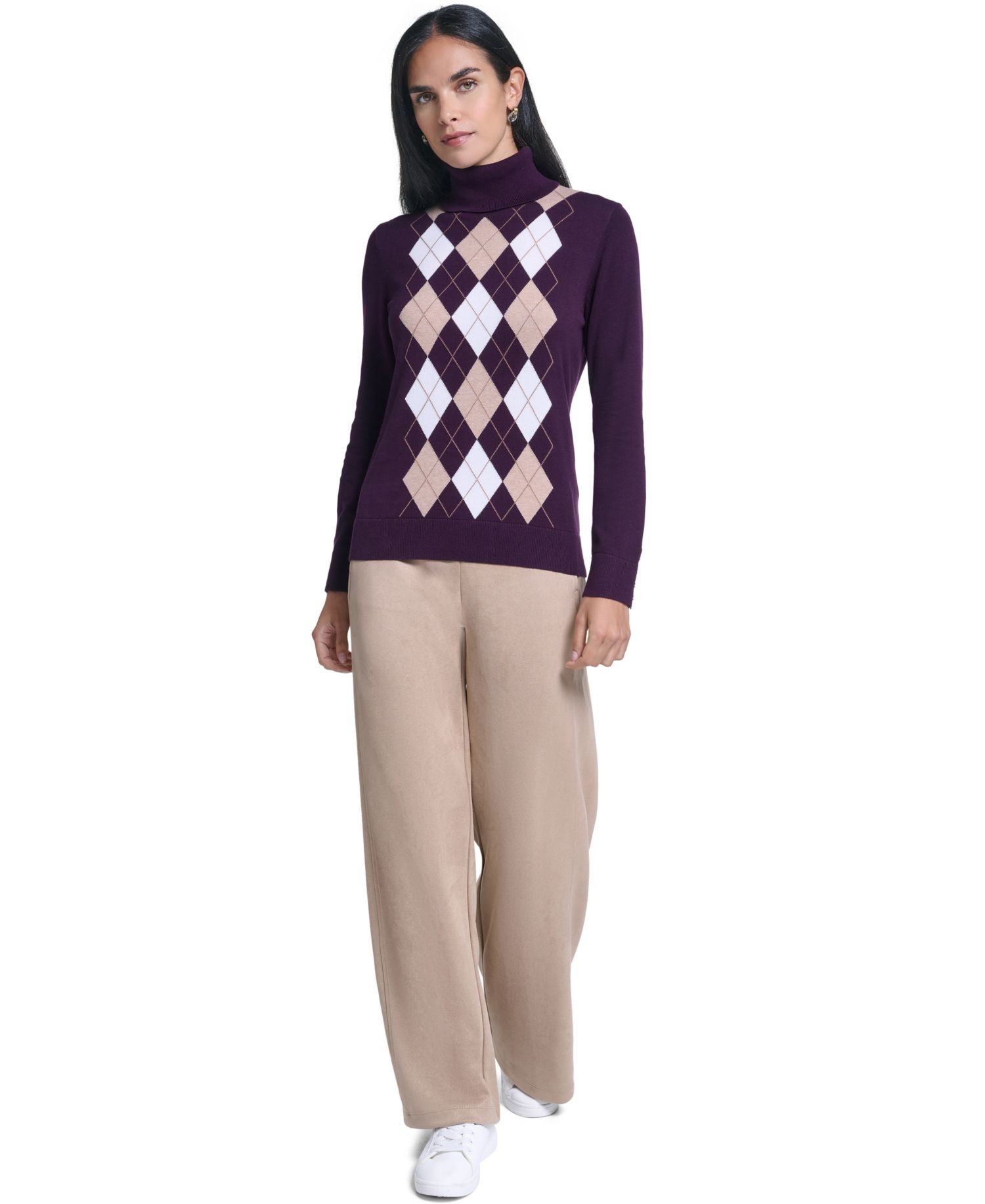 Women's Argyle Turtleneck Sweater