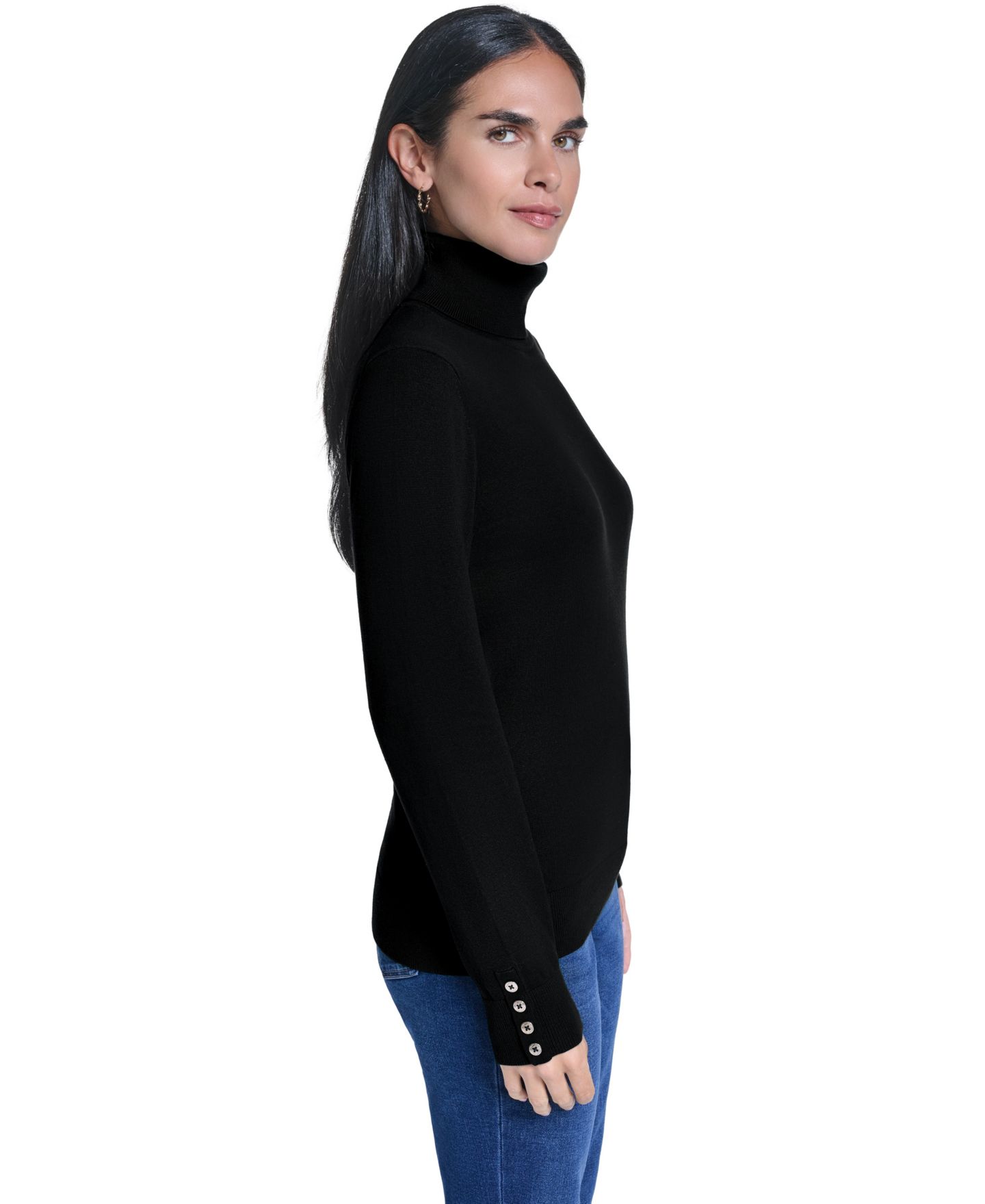 Женский свитер Nautica Solid Long-Sleeve Turtleneck, цвет: Чёрный — фото 3