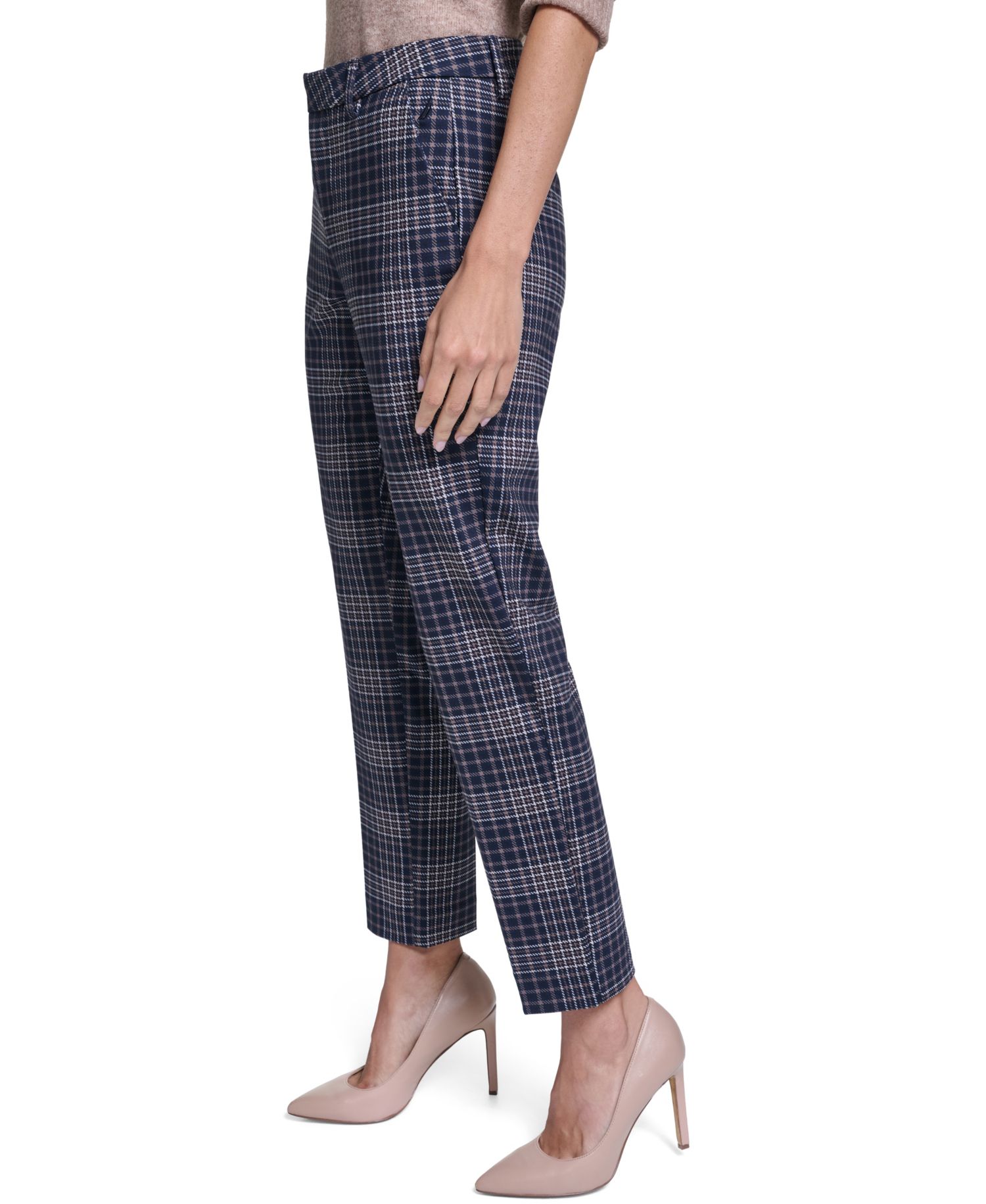 Women's Plaid Slim Ponte Pants