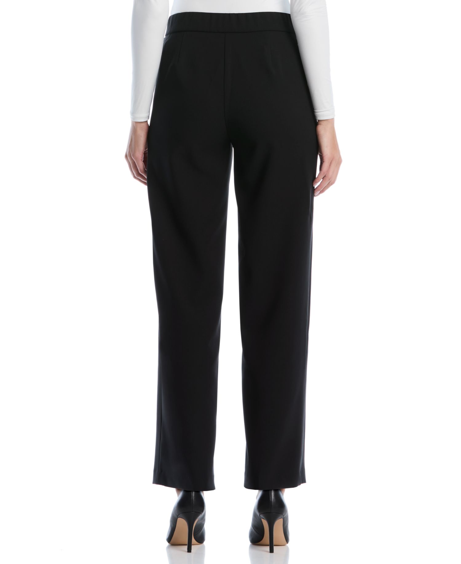 Petite Novelty Pull-On Wide-Leg High-Rise Pants