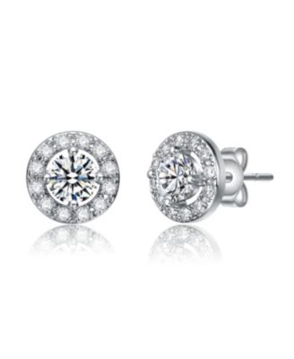 Cubic Zirconia Elegant Halo Stud Earrings