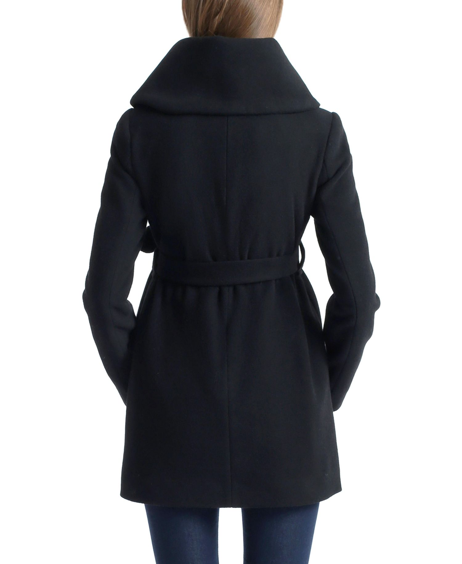 Maternity Mia Wool-Blend Fold-Collar Mid-Length Coat