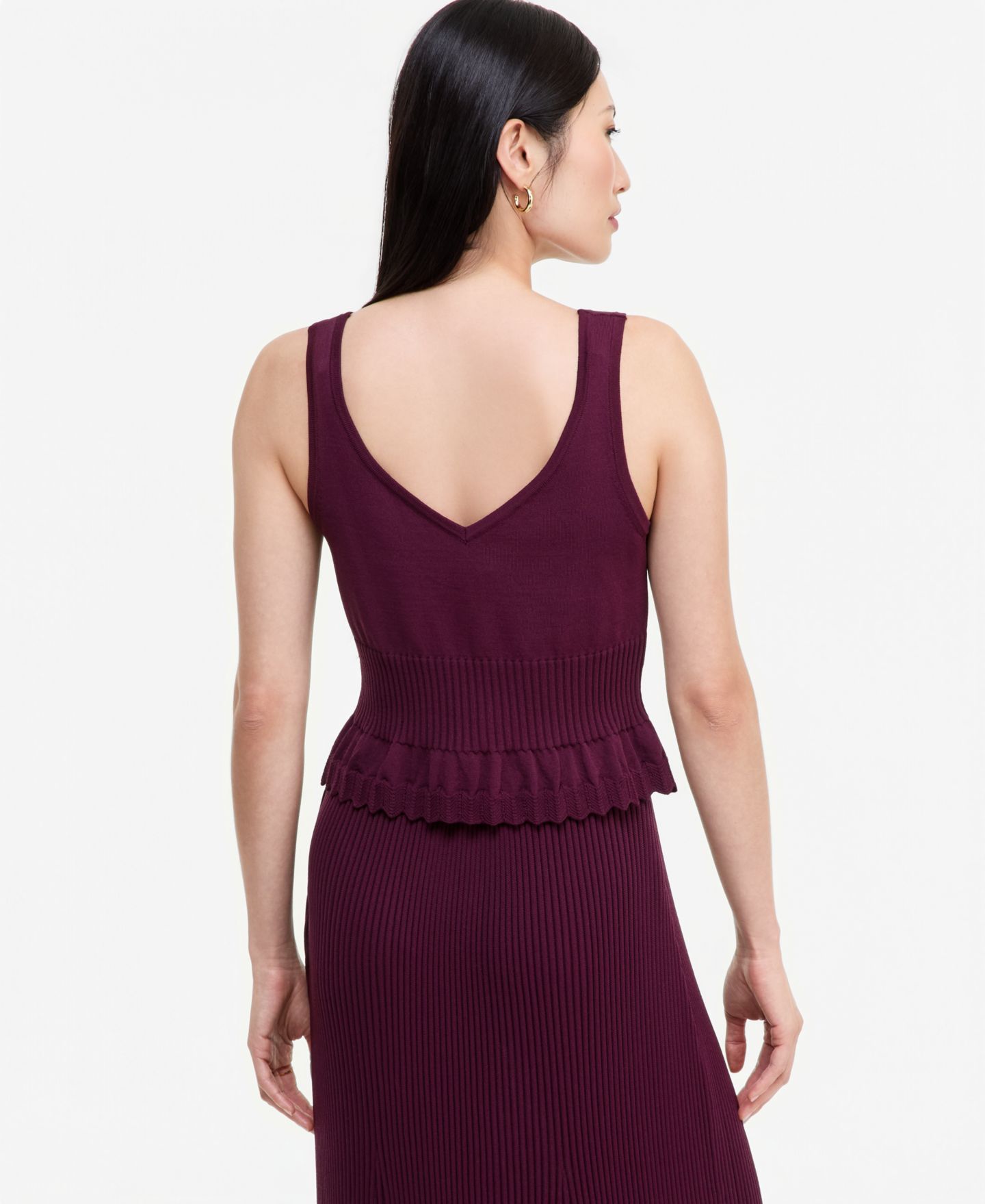 Женский топ I.N.C. International Concepts V-Neck Peplum, цвет: Ягодный винный — фото 2