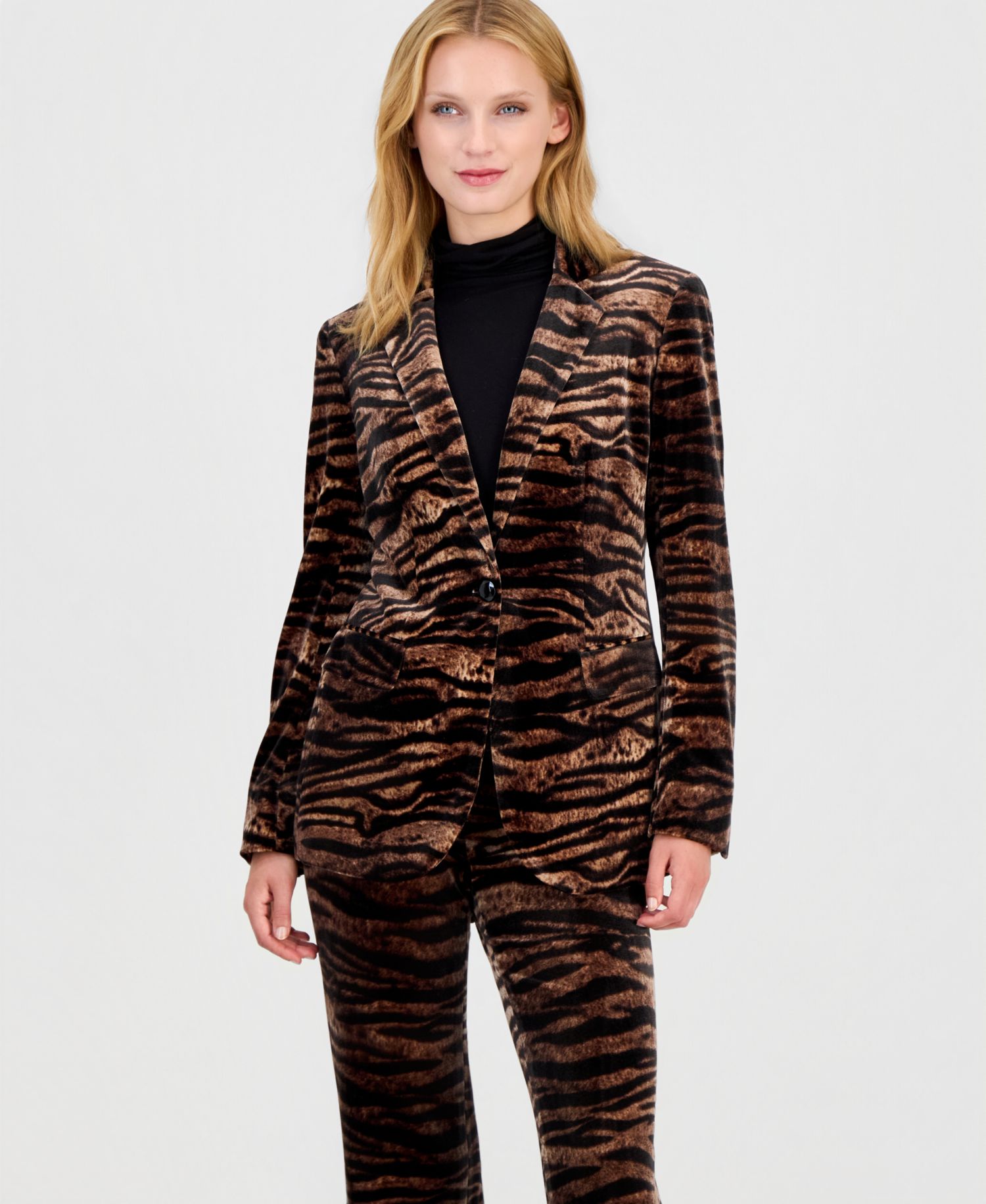 Women's Animal-Print Velvet Flare Pants