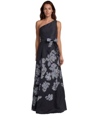 Women's Floral-Print One-Shoulder Mikado Gown
