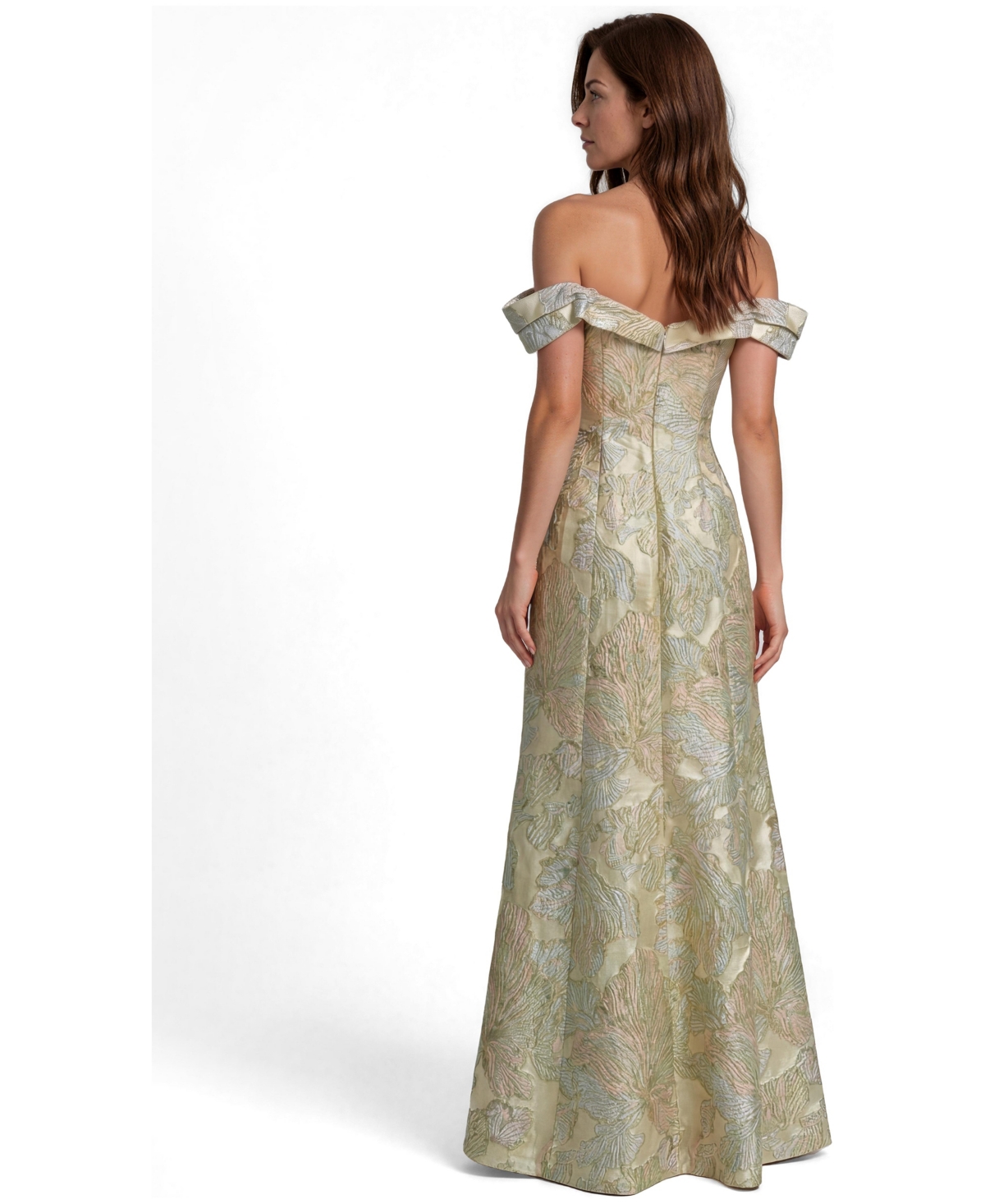 Rene Ruiz Occasion Women's Off The Shoulder Floral Jacquard Gown