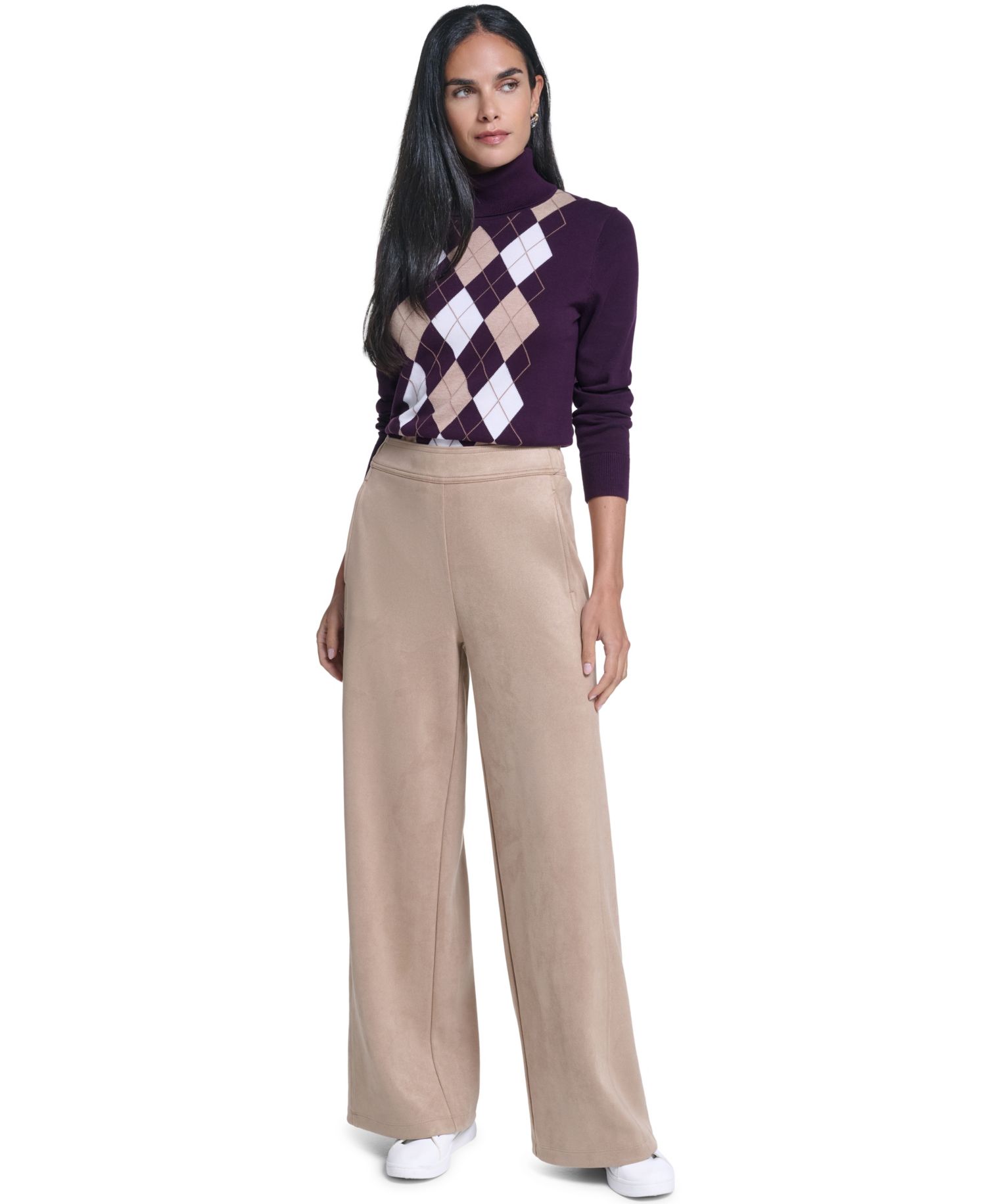 Women's High-Rise Faux-Suede Pull-On Pants