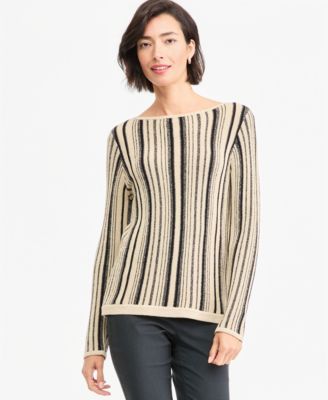 Women's Boat Neck Long-Sleeve Ribbed Sweater