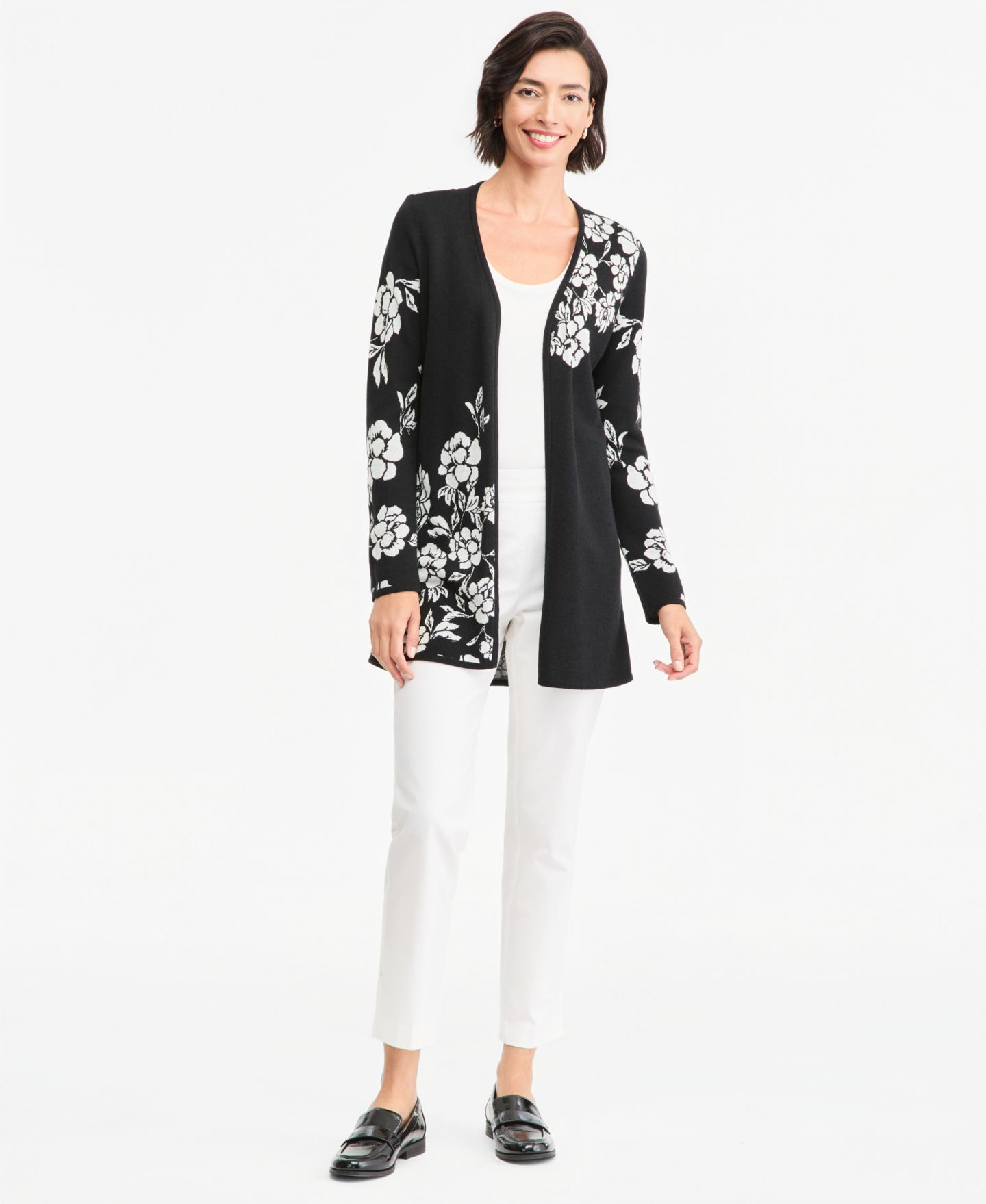 Женский кардиган JM Collection Printed Open-Front, цвет: Глубокий чёрный — фото 3