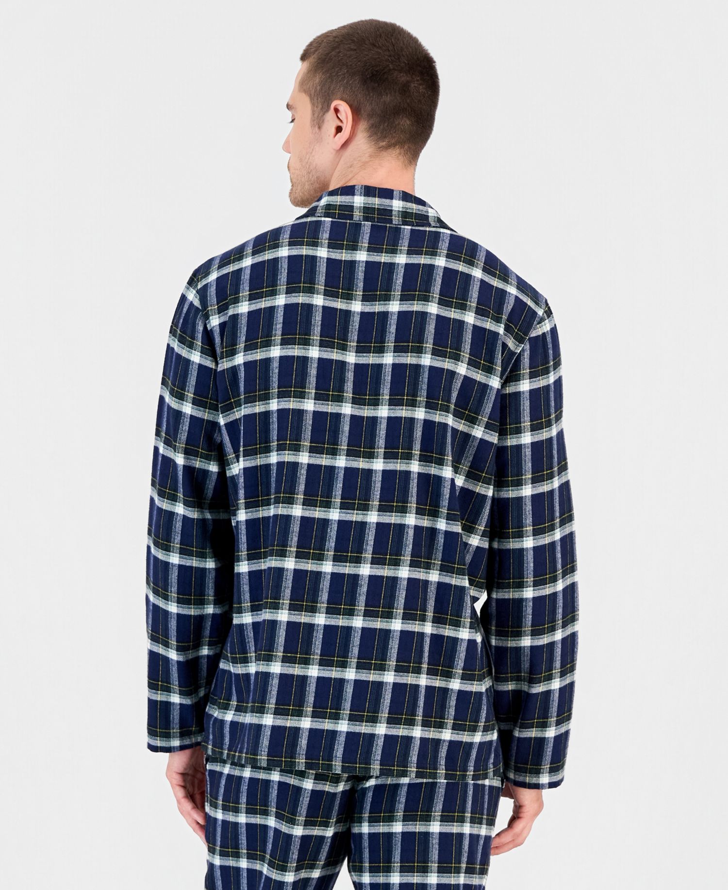 Men's Flannel Plaid Button-Front Top and Pajama Pants, 2-Piece Set