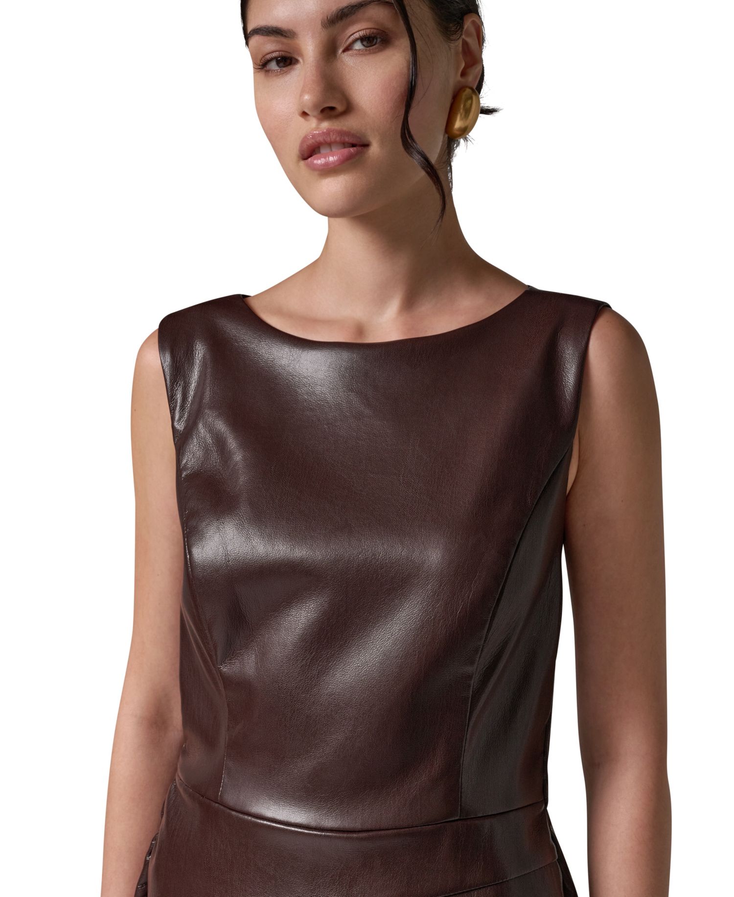 Petite Boat-Neck Faux-Wrap A-Line Midi Dress