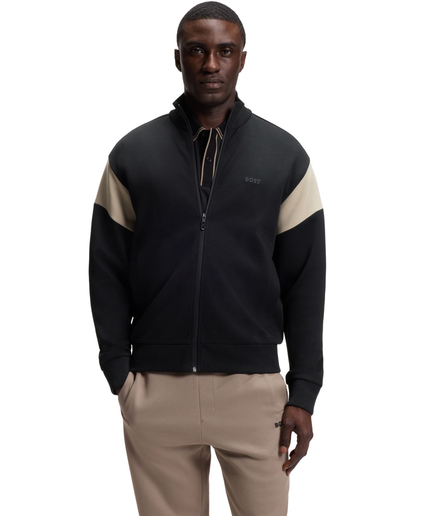 Мужской свитшот Hugo Boss BOSS by Cotton-Blend Regular-Fit, цвет: Чёрный — фото 1