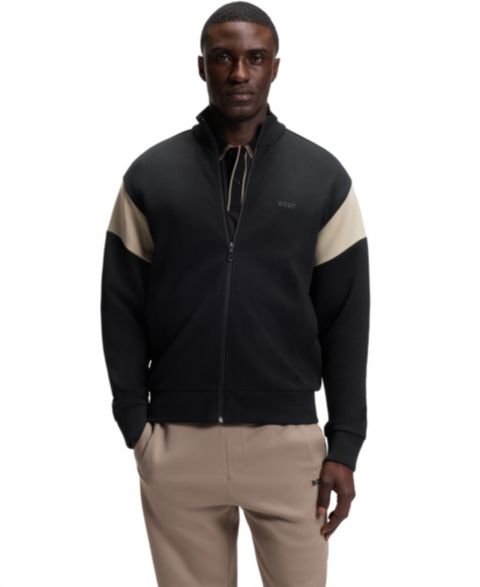 Мужской свитшот Hugo Boss BOSS by Cotton-Blend Regular-Fit, цвет: Чёрный