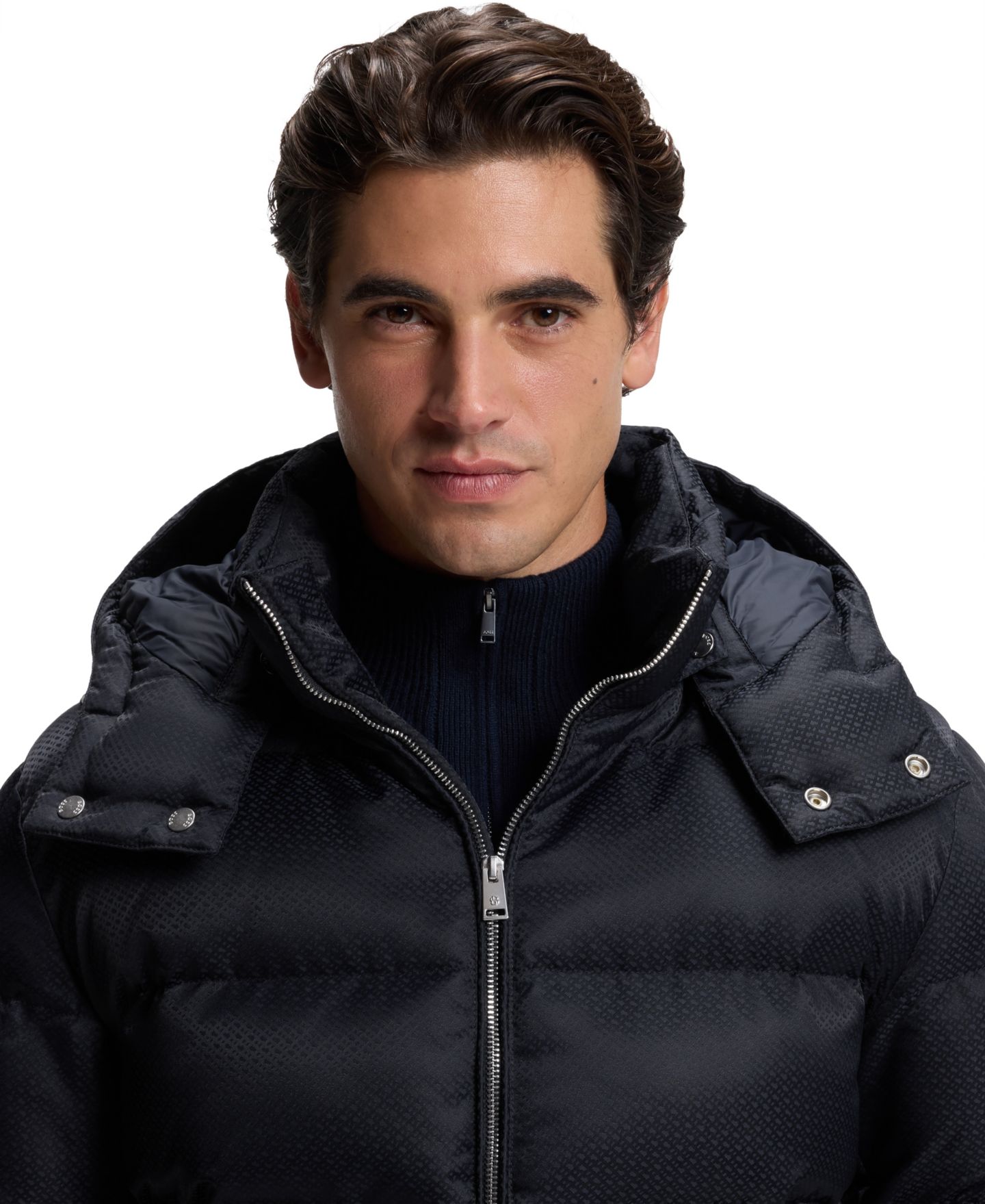 Мужская куртка Hugo Boss Water-Repellent Padded Jacquard, цвет: Тёмный синий — фото 5