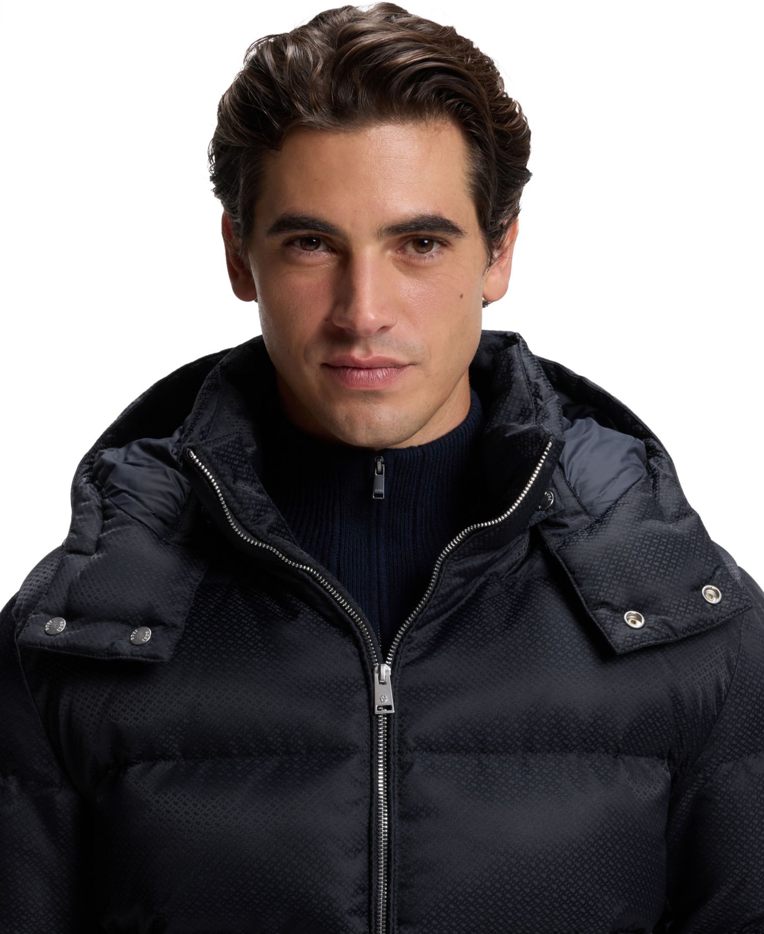 BOSS by Men's Water-Repellent Padded Jacquard Jacket