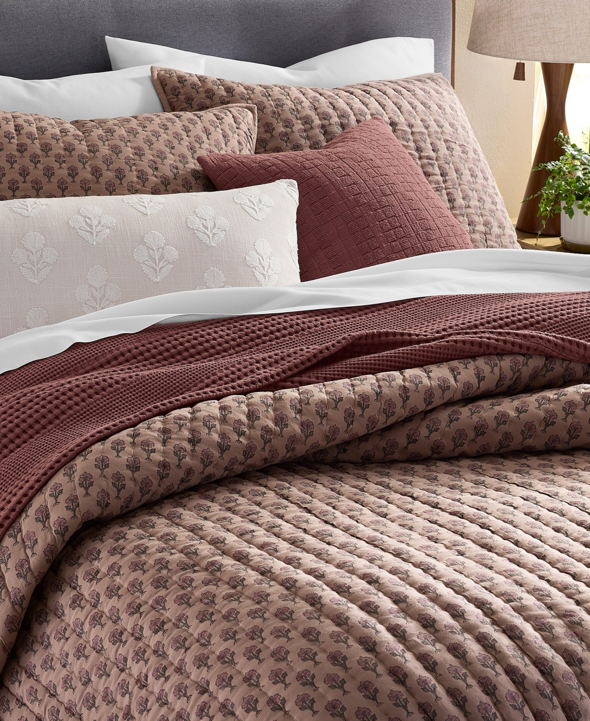 Oake Plum Floral 3-Piece Coverlet Set, King, Macy's Exclusive