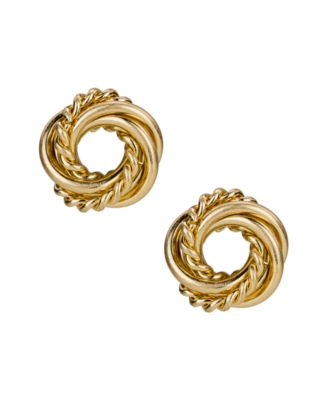 Gold-Plated Twisted Knot Mini Button Earrings