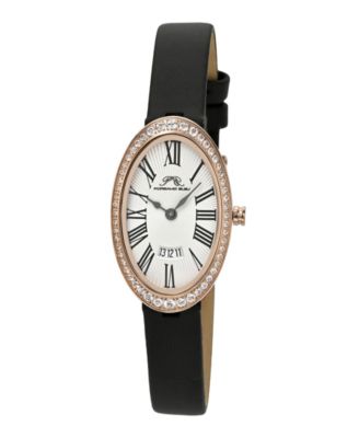 Women's Eloise Topaz Black Satin Covered Genuine Leather Band Watch 34 mm