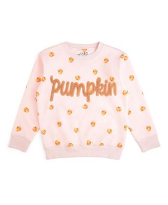 Toddler Girls Pumpkin Stitch Patch Sweatshirt