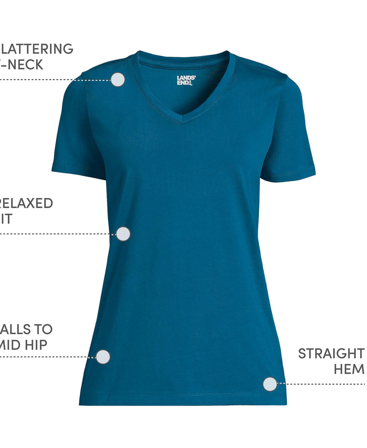 Plus Size Relaxed Supima Cotton V-Neck T-Shirt