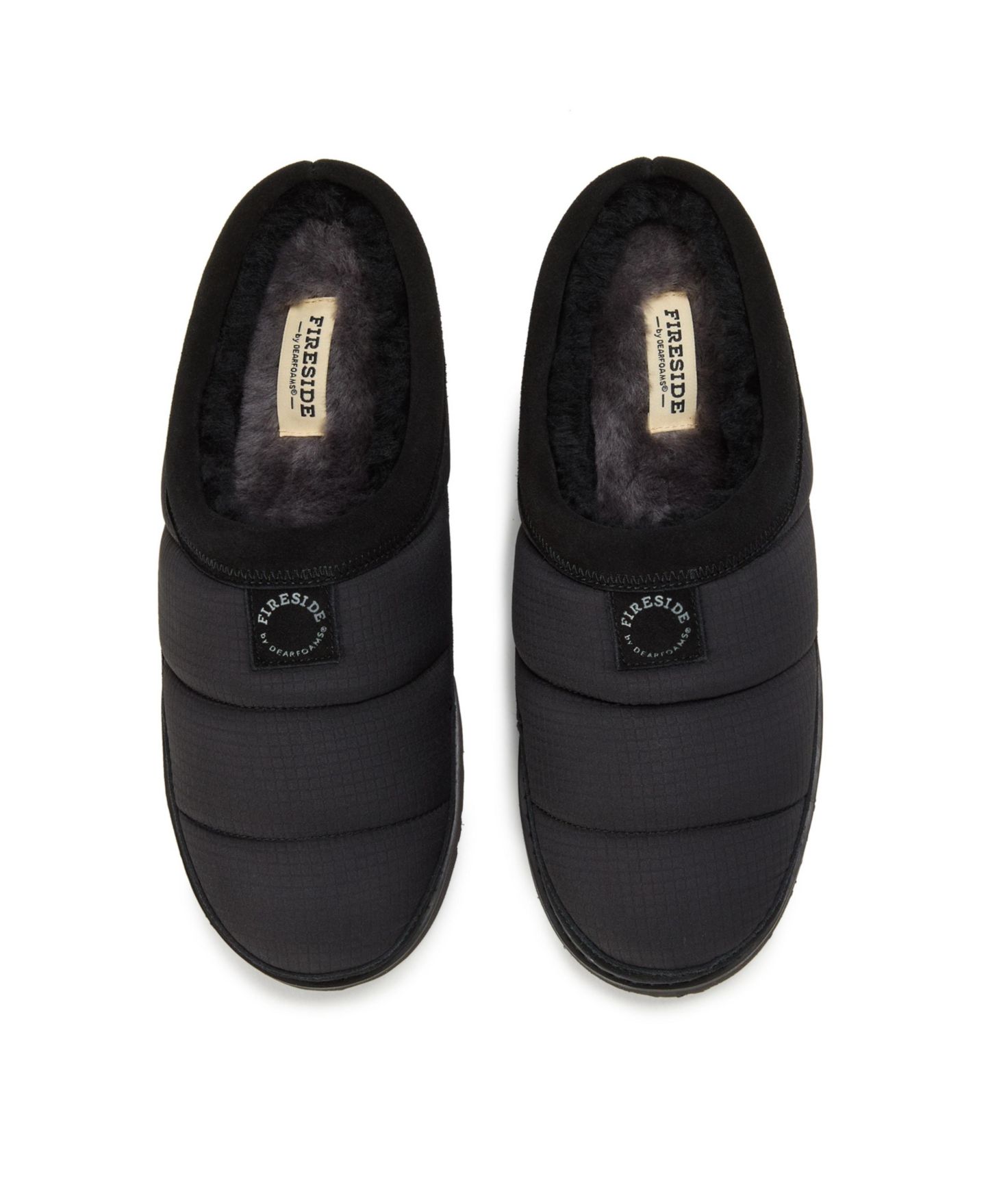 Мужские сабо Dearfoams Grafton Sport Nylon Puff Clog Water Repellent Slippers, цвет: Чёрный — фото 4
