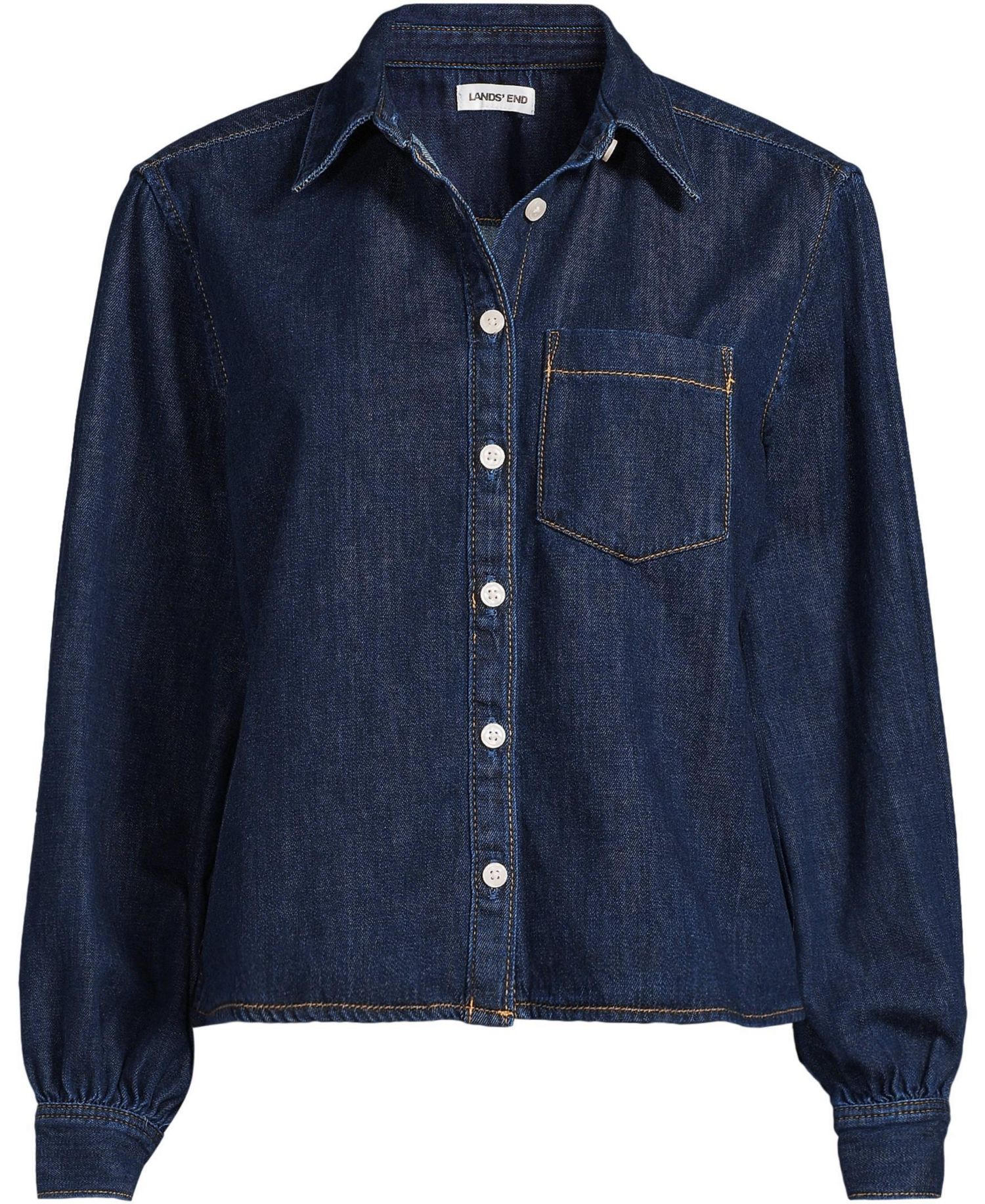Women's Long-Sleeve Cropped Denim Shirt
