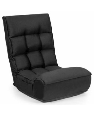 4-Position Adjustable Floor Chair Folding Lazy Sofa with Side Pocket