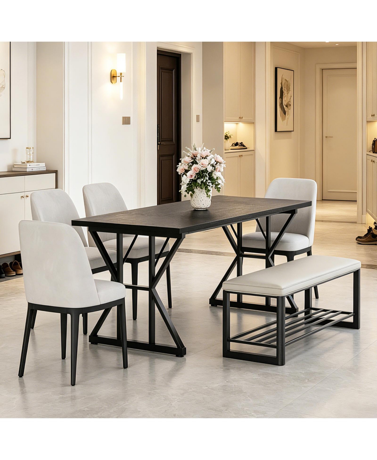 gaomon 71-in Modern Industrial Dining Table for 4-6 People Rectangular Kitchen Table with Waterproof Wood Top and Robust Metal Frame for Home Office