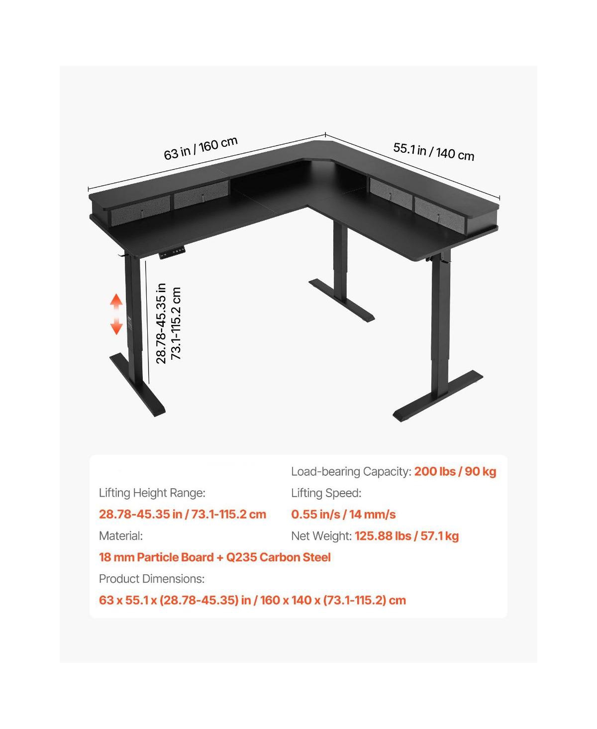 Slickblue L Corner Gaming Desk with Storage and Led Lighting