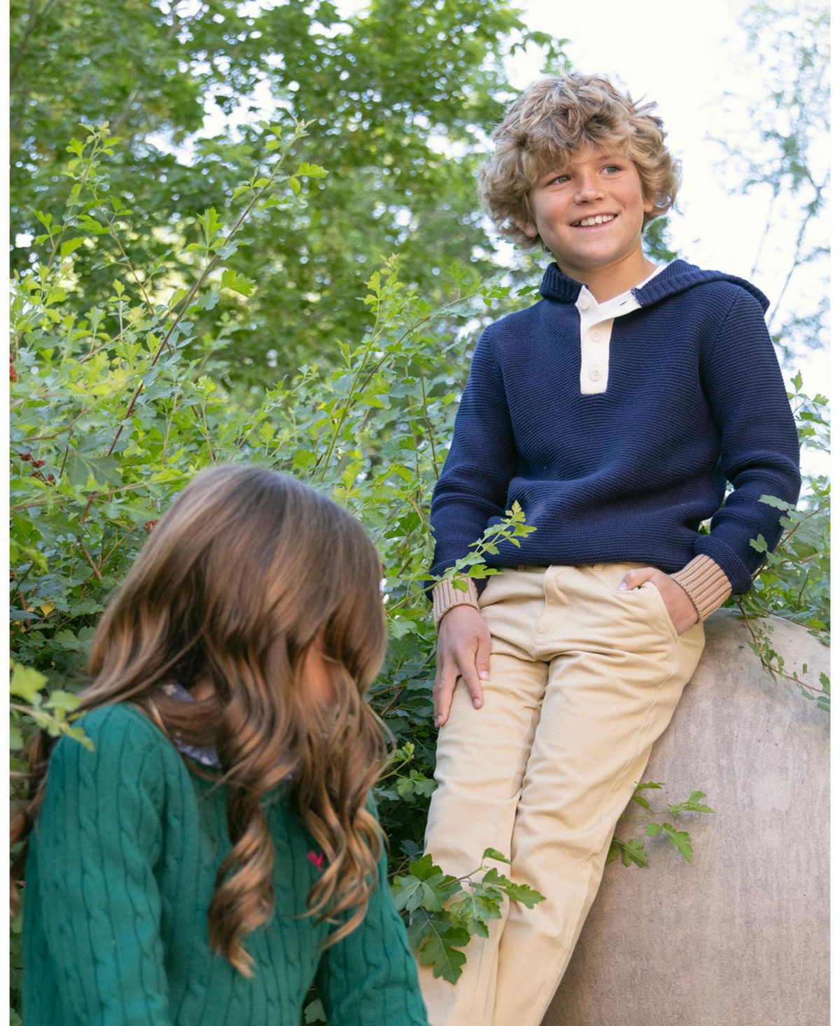 Hope & Henry Little and Big Boy's (S-xl) Organic Henley Sweater Hoodie