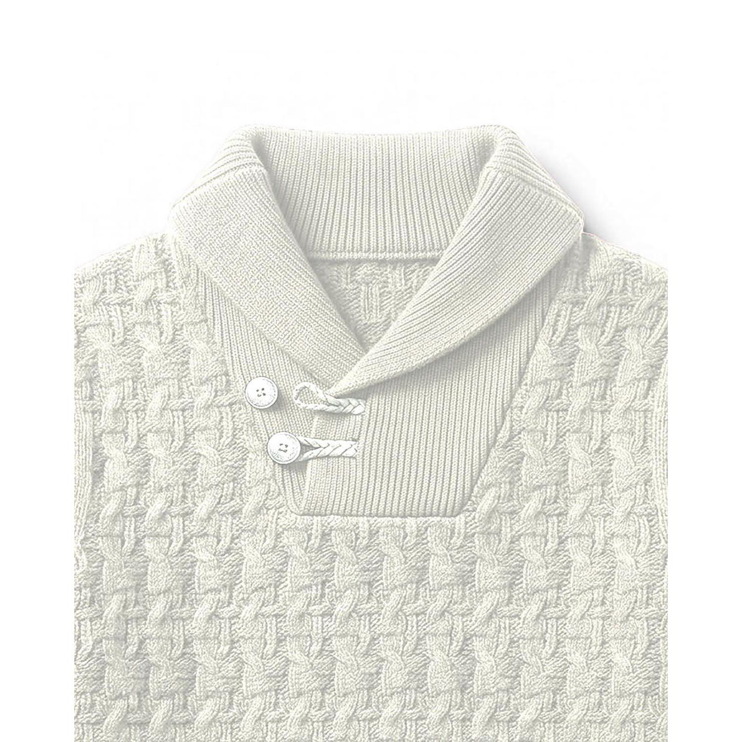 Little Boys (5-7)Organic Shawl Collar Cable Sweater with Elbow Patches
