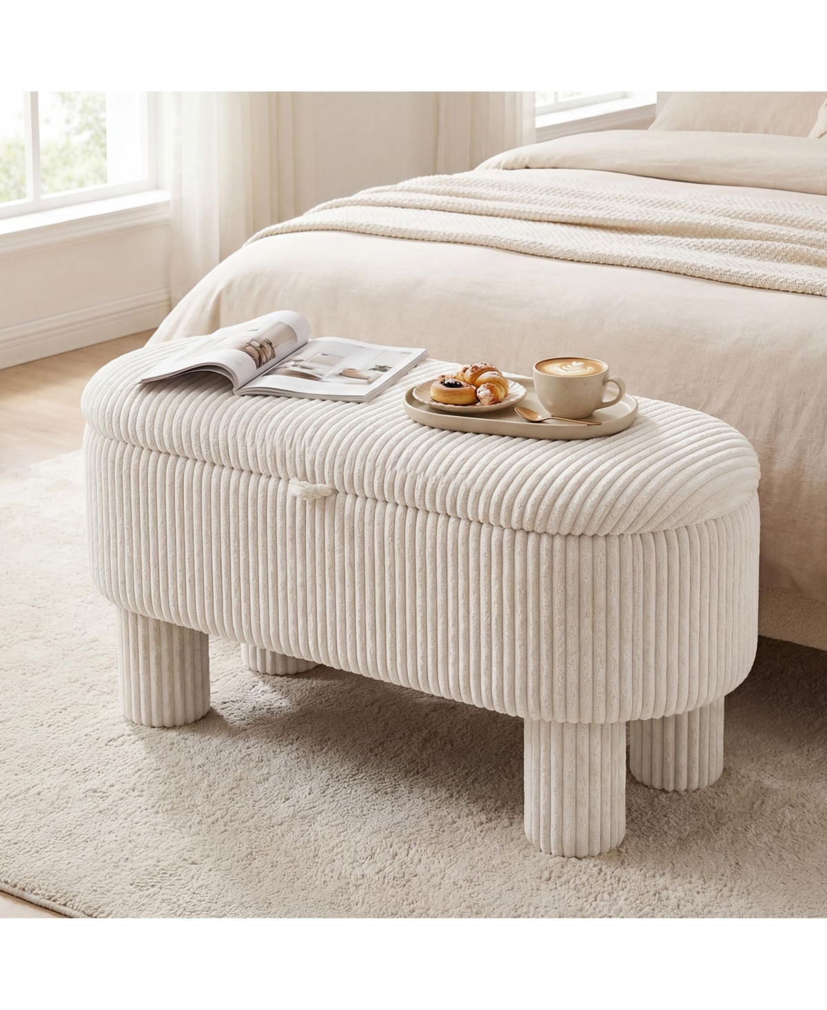 Costway 42" Storage Ottoman Bench with Hidden Compartment and Legs for Living Room