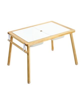 Wooden Kids Double-Sided Sensory Activity Table with 2 Stools, Non-Slip Feet, Ages 3+