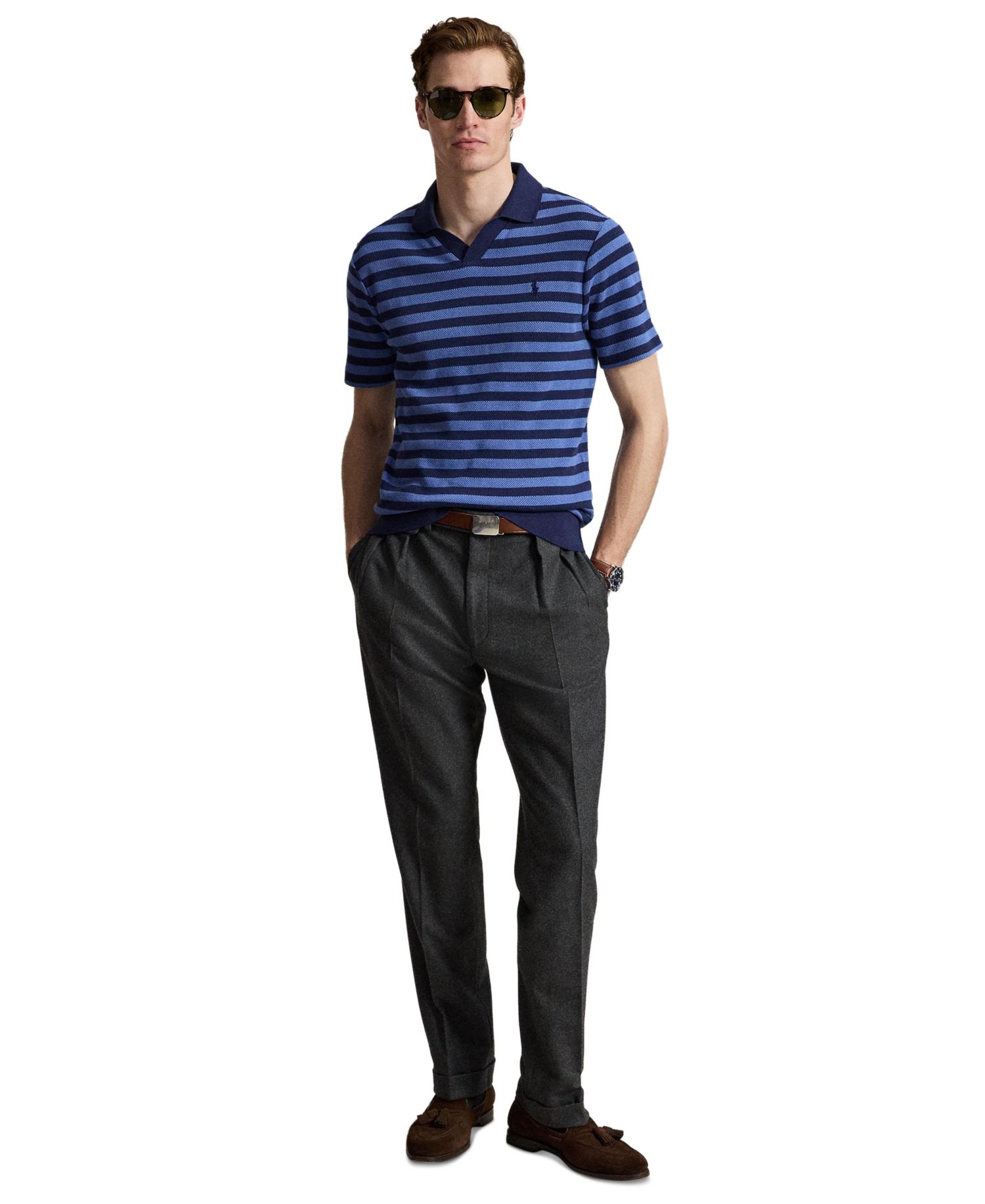Men's Short-Sleeve Textured Polo Shirt