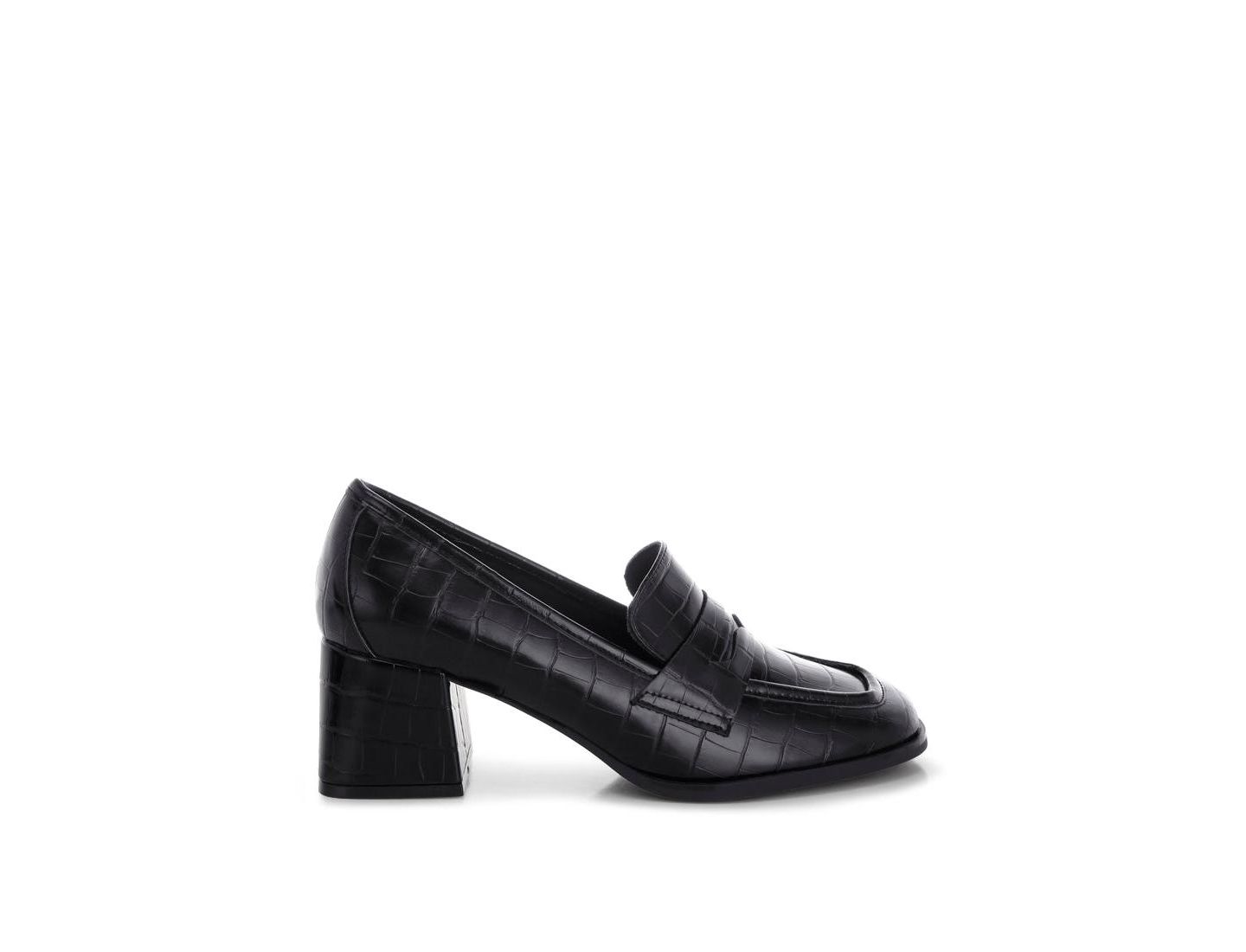 Женские туфли London Rag Pitaka Block Heel Penny Strap, цвет: Чёрная искусственная кожа — фото 2