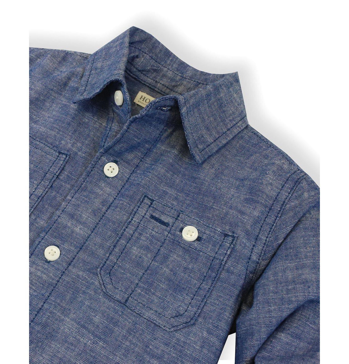 Рубашка Hope & Henry (S-XL)Organic Long Sleeve Chambray Shirt для мальчиков, цвет: Синий шамбре — фото 2