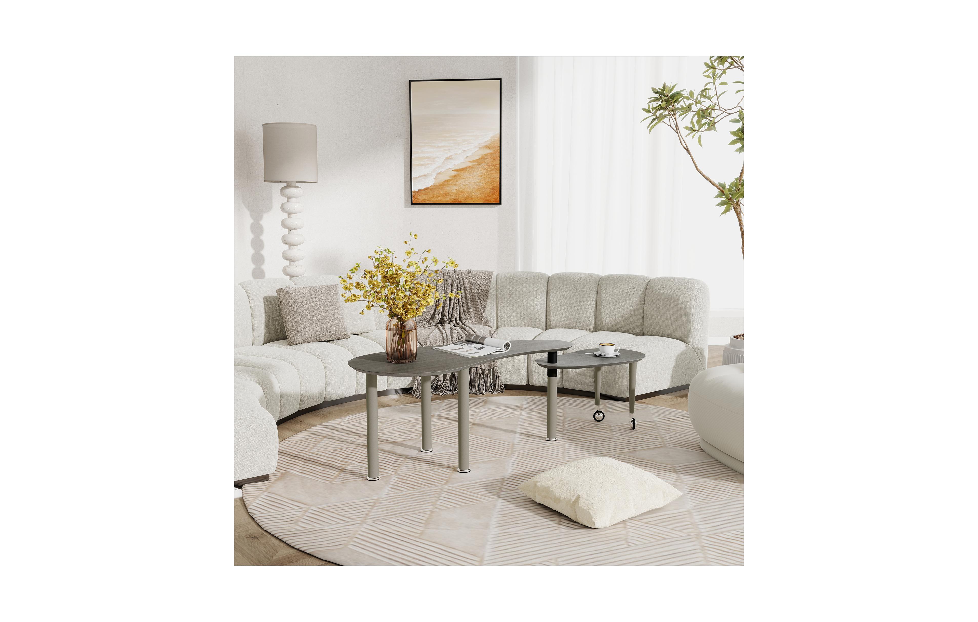 Flynama 360degree Rotatable Coffee Table, Oak Veneer