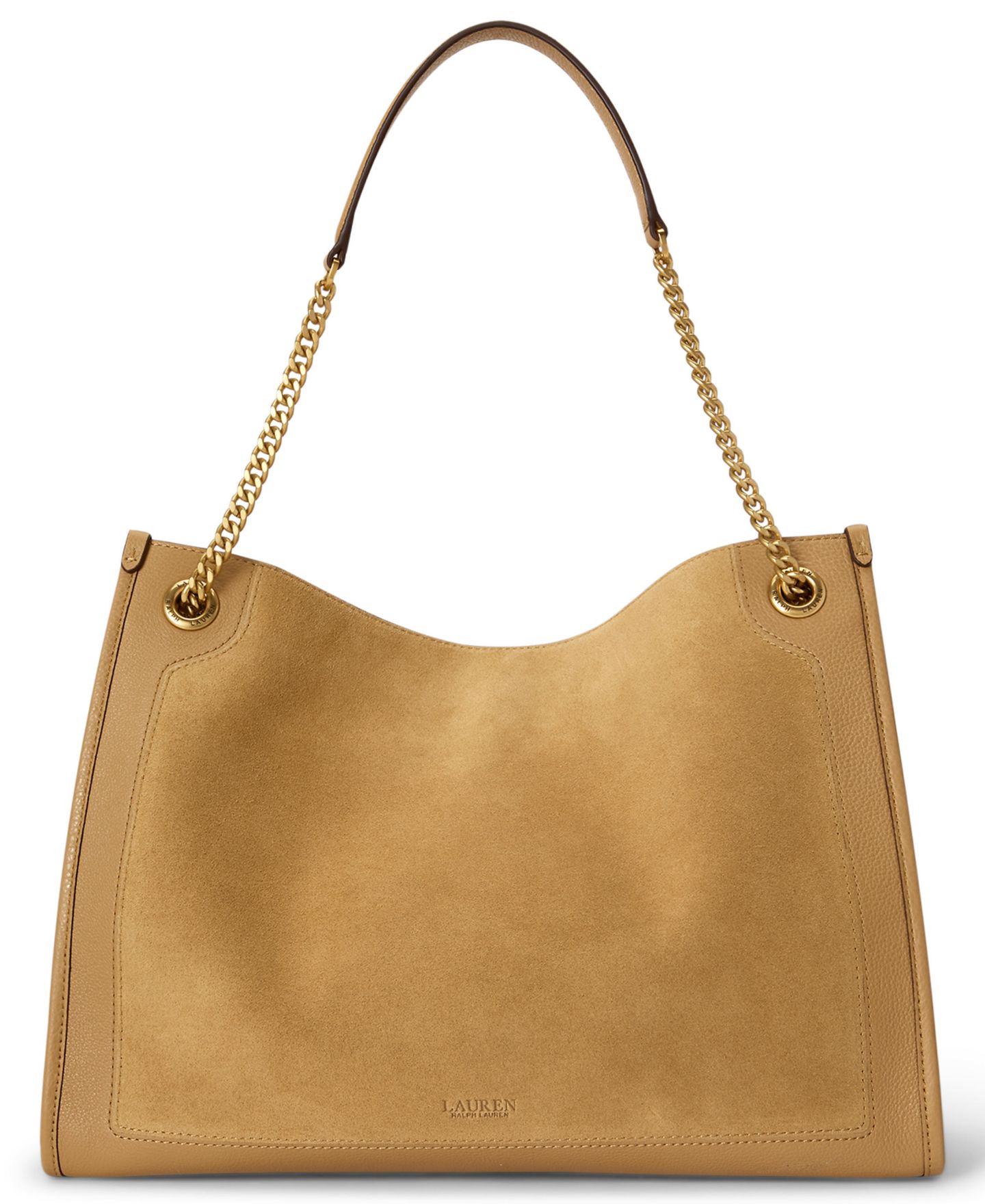 Женская сумка Lauren Ralph Lauren Suede Large Bradley Shopper, цвет: Верблюжий — фото 4