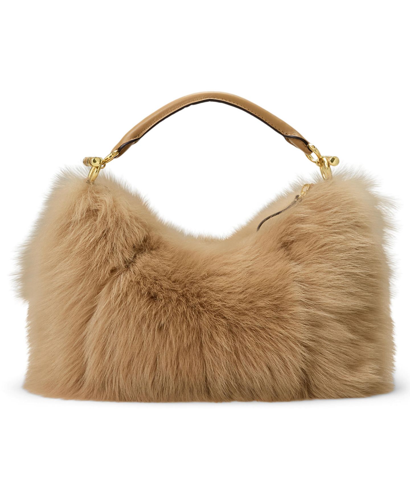 Женская сумка Lauren Ralph Lauren Blaike Shearling Small Shoulder, цвет: Верблюжий — фото 3