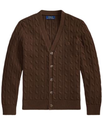 Boys' 8-20 Cable-Knit Cotton V-Neck Cardigan