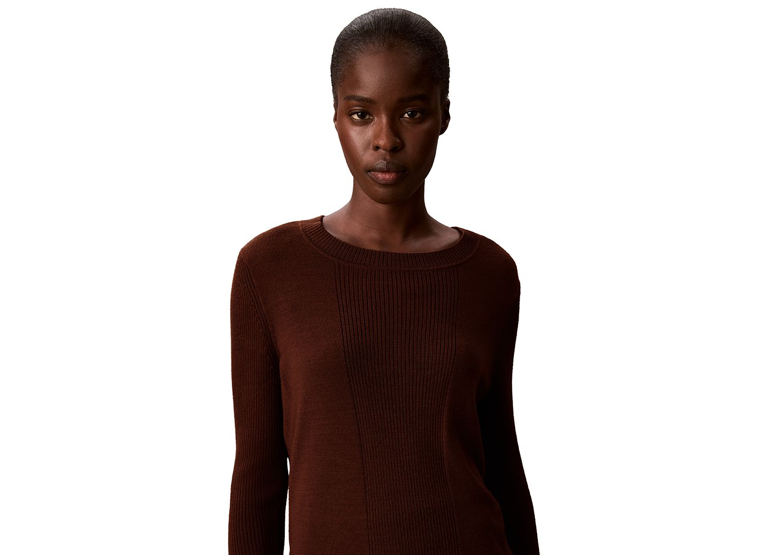 Petite Ribbed Sculpted-Sleeve Crewneck Sweater